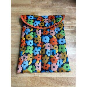13" PUFFY TABLET SLEEVE Vivitar MultiColored Quilted FLORAL Hook&Loop Flap